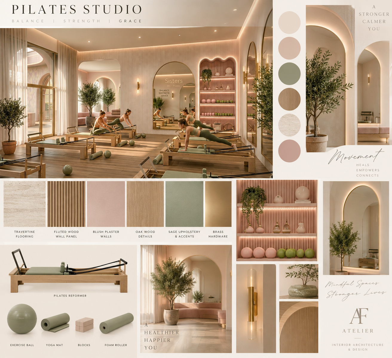 Sisters Pilates Studio mood board